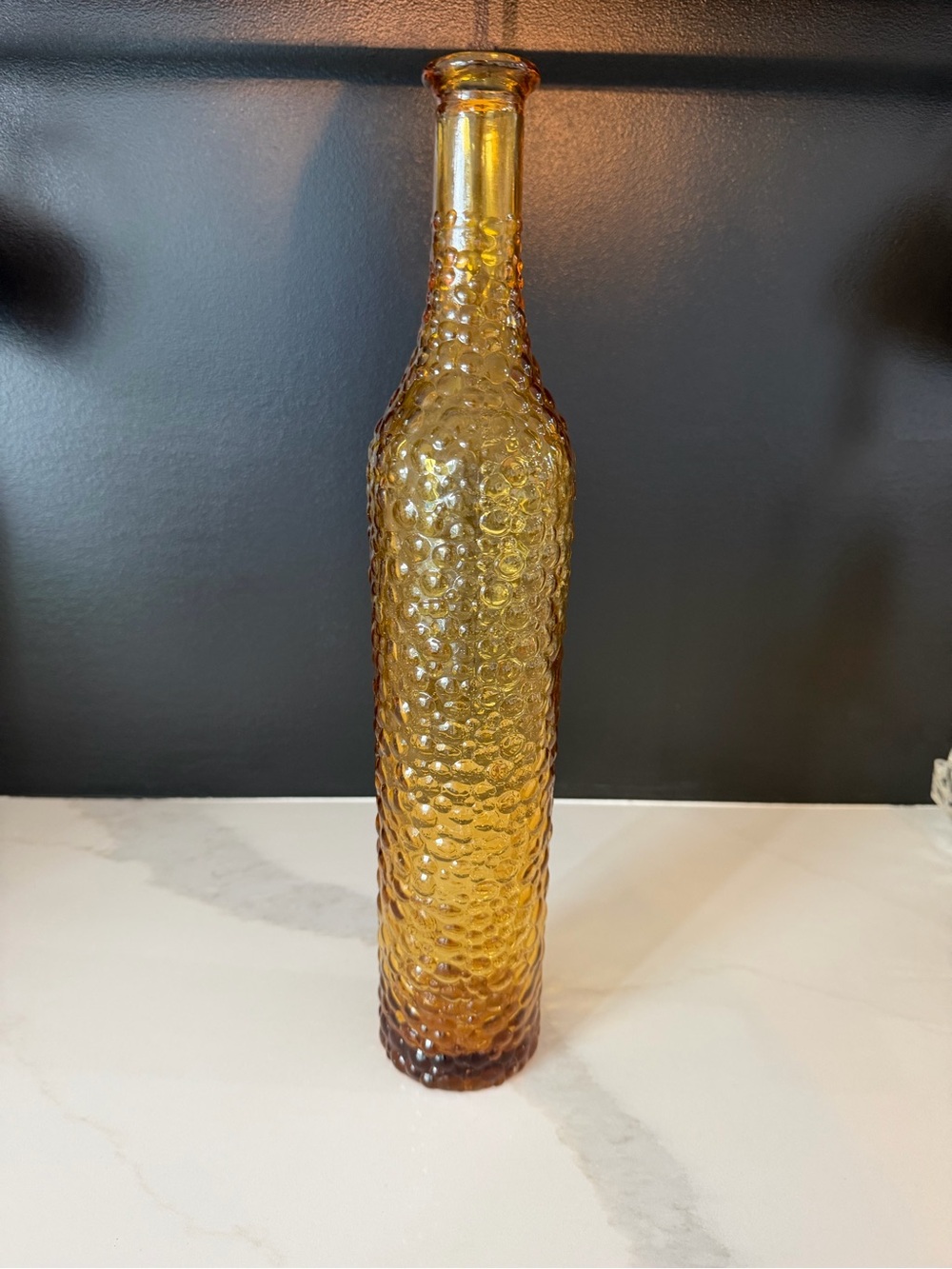 Vintage Empoli Italian amber glass hobnail decorative bottle